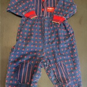 OshKosh B'gosh Navy and Red Patterned Jumpsuit